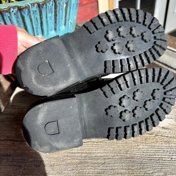 Black Leather Lace Up Derby Shoes Womens SZ 7 Chunky Lug Sole Witchy Whimsigoth - Picture 6 of 8